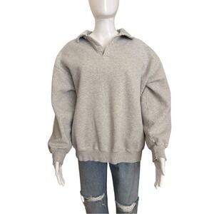 Tna Grey V-Neck Collared Pullover Sweatshirt Size 2